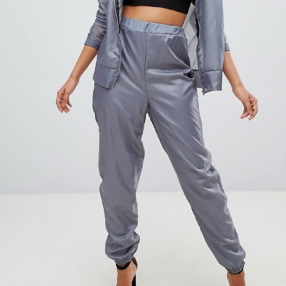 Pretty Little Thing Gray Shell Reflective Joggers